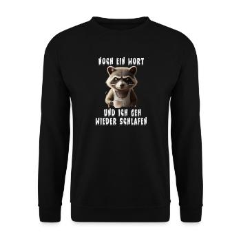 Raton laveur fatigué avec café et humour de sommeil - Sweat-shirt Unisexe - noir - Devant - Alina (178cm) & Michal (187cm)