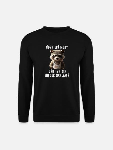 Müder Waschbär mit Kaffee und Schlafhumor - Unisex Pullover - Schwarz