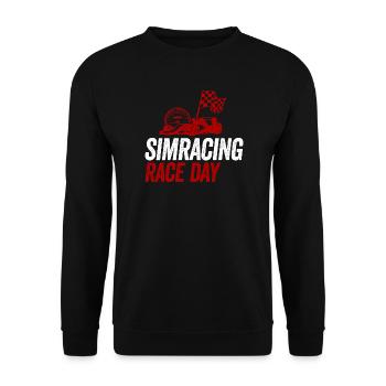 SimRacing Renntag-Logo - Unisex Pullover - Schwarz - Vorne - Alina (178cm) & Michal (187cm)