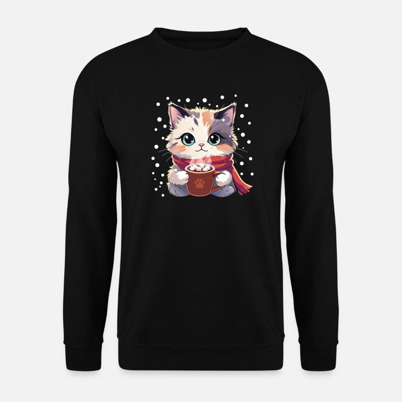 Wintergemütliches Kätzchen - Unisex Pullover - Schwarz
