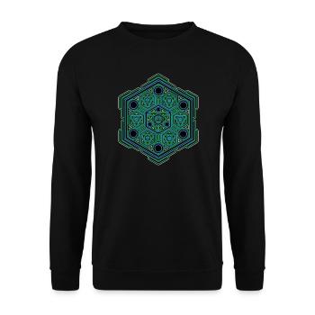 Festival Geometry Mandala Yoga Meditation Trance - Unisex Sweatshirt - black - Front - Alina (178cm) & Michal (187cm)
