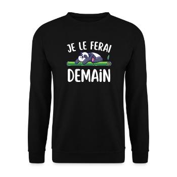 Lustiges T-Shirt "Je Le Do" morgen – lustiger Satz - Unisex Pullover - Schwarz - Vorne - Alina (178cm) & Michal (187cm)