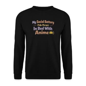Anime-hausmensch Kuscheliger Weeb - Unisex Pullover - Schwarz - Vorne - Alina (178cm) & Michal (187cm)