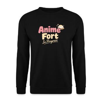 Anime-hausmensch Kuscheliger Weeb - Unisex Pullover - Schwarz - Vorne - Alina (178cm) & Michal (187cm)