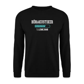 Hearing aid acoustician training 1 year of apprenticeship 1st year of work - Unisex Sweatshirt - black - Front - Alina (178cm) & Michal (187cm)
