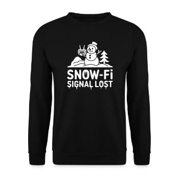  Snow Fi Signal Lost Lustiger Schneemann Winter - Unisex Pullover - Schwarz - Vorne - Alina (178cm) & Michal (187cm)