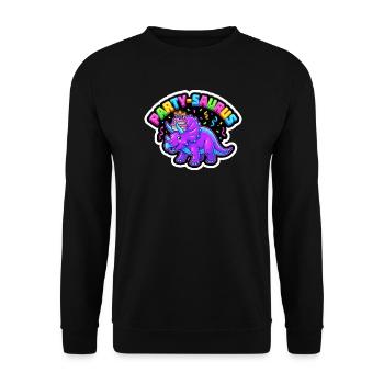 Dino d’anniversaire Saurus de fête - Sweat-shirt Unisexe - noir - Devant - Alina (178cm) & Michal (187cm)
