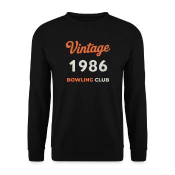 Vintage 1986 – Bowling Club Retro Geburtsjahr - Unisex Pullover - Schwarz - Vorne - Alina (178cm) & Michal (187cm)