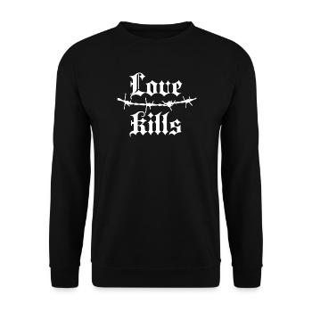 Gotische Stacheldrahttypografie - Unisex Pullover - Schwarz - Vorne - Alina (178cm) & Michal (187cm)
