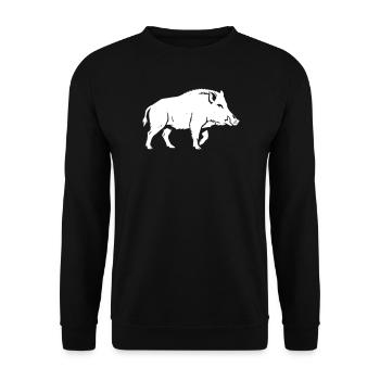 Wild Boar Silhouette Hunter Forest Vector - Unisex Sweatshirt - black - Front - Alina (178cm) & Michal (187cm)