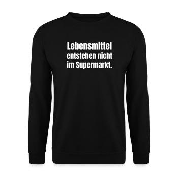Food is not produced in the supermarket - Unisex Sweatshirt - black - Front - Alina (178cm) & Michal (187cm)