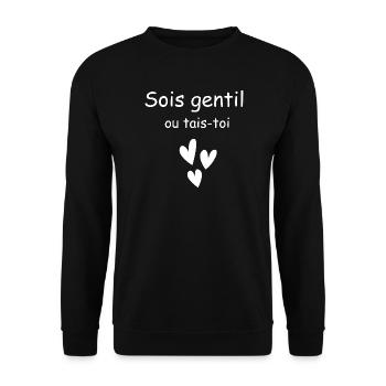 Sei nett oder halt den Mund - Unisex Pullover - Schwarz - Vorne - Alina (178cm) & Michal (187cm)