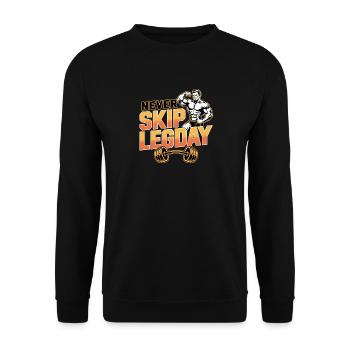 Never skip Leg Day - Deutsche Fitness Memes - Unisex Sweatshirt - black - Front - Alina (178cm) & Michal (187cm)