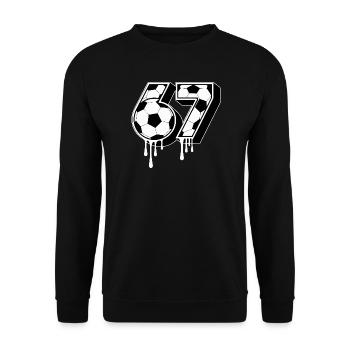 67 Football Six Seven Gen Alpha Meme - Unisex Sweatshirt - black - Front - Alina (178cm) & Michal (187cm)