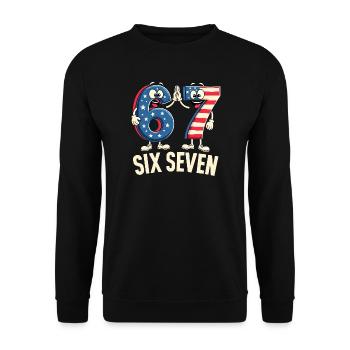 US Flag 67 Memes Six Seven - Unisex Sweatshirt - black - Front - Alina (178cm) & Michal (187cm)