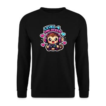 Level 4 Unlocked - Unisex Sweatshirt - black - Front - Alina (178cm) & Michal (187cm)