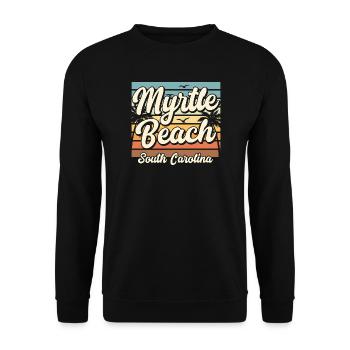 Vacances rétro au coucher de soleil à Myrtle Beach, en Caroline du Sud - Sweat-shirt Unisexe - noir - Devant - Alina (178cm) & Michal (187cm)