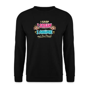 Anime-fangirl Schreit Anime-reaktion - Unisex Pullover - Schwarz - Vorne - Alina (178cm) & Michal (187cm)