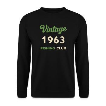 Millésime 1963 – Année de naissance rétro du club de pêche - Sweat-shirt Unisexe - noir - Devant - Alina (178cm) & Michal (187cm)