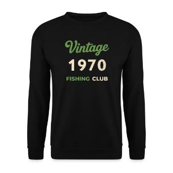 Vintage 1970 – Fishing Club Retro Birth Year - Unisex Sweatshirt - black - Front - Alina (178cm) & Michal (187cm)