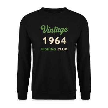 Vintage 1964 – Fishing Club Retro Geburtsjahr - Unisex Pullover - Schwarz - Vorne - Alina (178cm) & Michal (187cm)