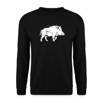 Vecteur de chasse griffée au grunge du sanglier sauvage - Sweat-shirt Unisexe - noir - Devant - Alina (178cm) & Michal (187cm)