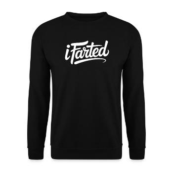 I farted - Funny Gen Alpha Logo - Unisex Sweatshirt - black - Front - Alina (178cm) & Michal (187cm)
