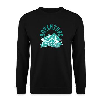 Adventure Modern Peaks – Berge Outdoor Design - Unisex Pullover - Schwarz - Vorne - Alina (178cm) & Michal (187cm)
