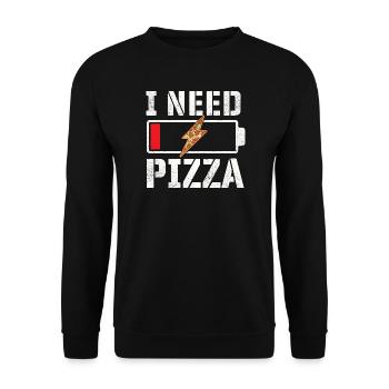 I Need Pizza Funny Food Quote Pizza Lover - Unisex Sweatshirt - black - Front - Alina (178cm) & Michal (187cm)