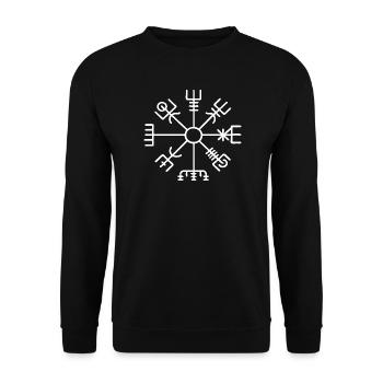 Achtarmiges Runen-Kompass-Siegel - Unisex Pullover - Schwarz - Vorne - Alina (178cm) & Michal (187cm)