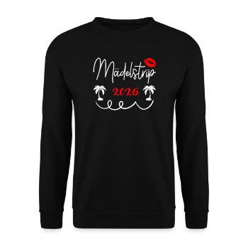 Mädelstrip 2026 Girls Trip Mädelstour Mädlstrip - Unisex Pullover - Schwarz - Vorne - Alina (178cm) & Michal (187cm)