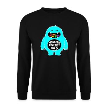 Monster Appetite 5th Birthday - Unisex Sweatshirt - black - Front - Alina (178cm) & Michal (187cm)