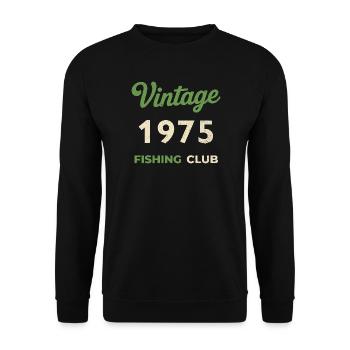 Vintage 1975 – Fishing Club Retro Geburtsjahr - Unisex Pullover - Schwarz - Vorne - Alina (178cm) & Michal (187cm)