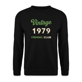 Vintage 1979 – Fishing Club Retro Geburtsjahr - Unisex Pullover - Schwarz - Vorne - Alina (178cm) & Michal (187cm)