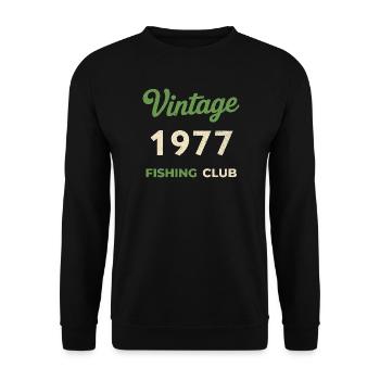 Vintage 1977 – Fishing Club Retro Geburtsjahr - Unisex Pullover - Schwarz - Vorne - Alina (178cm) & Michal (187cm)