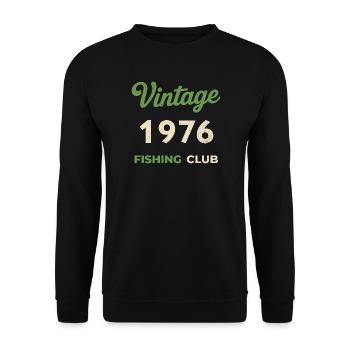 Vintage 1976 – Fishing Club Retro Geburtsjahr - Unisex Pullover - Schwarz - Vorne - Alina (178cm) & Michal (187cm)