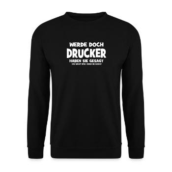 Devenez imprimeur, disaient-ils - Ça fait Sp - Sweat-shirt Unisexe - noir - Devant - Alina (178cm) & Michal (187cm)
