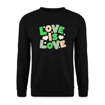 Love Is Love Herz Design - Unisex Pullover - Schwarz - Vorne - Alina (178cm) & Michal (187cm)