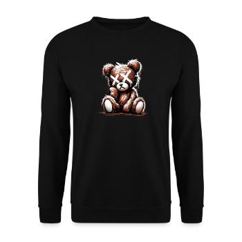 Broken Sad Teddy Graffiti Art - Unisex Pullover - Schwarz - Vorne - Alina (178cm) & Michal (187cm)