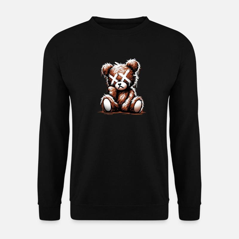Broken Sad Teddy Graffiti Art - Unisex Pullover - Schwarz