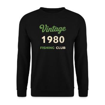 Vintage 1980 – Fishing Club Retro Birth Year - Unisex Sweatshirt - black - Front - Alina (178cm) & Michal (187cm)