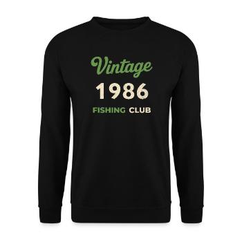 Vintage 1986 – Fishing Club Retro Birth Year - Unisex Sweatshirt - black - Front - Alina (178cm) & Michal (187cm)