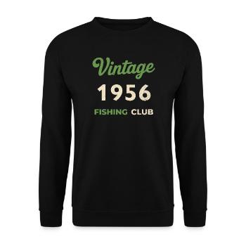 Vintage 1956 – Fishing Club Retro Geburtsjahr - Unisex Pullover - Schwarz - Vorne - Alina (178cm) & Michal (187cm)