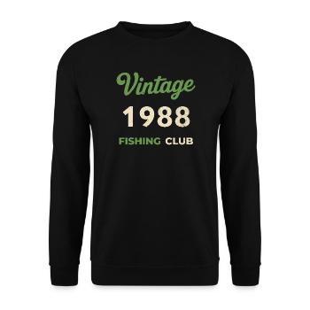Vintage 1988 – Fishing Club Retro Geburtsjahr - Unisex Pullover - Schwarz - Vorne - Alina (178cm) & Michal (187cm)