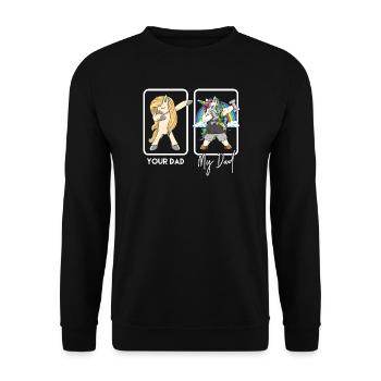 Mon père contre ton père Bodybuilder de salle de sport qui fait du dab à la licorne - Sweat-shirt Unisexe - noir - Devant - Alina (178cm) & Michal (187cm)