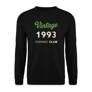 Vintage 1993 – Fishing Club Retro Geburtsjahr - Unisex Pullover - Schwarz - Vorne - Alina (178cm) & Michal (187cm)