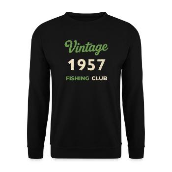 Vintage 1957 – Fishing Club Retro Geburtsjahr - Unisex Pullover - Schwarz - Vorne - Alina (178cm) & Michal (187cm)