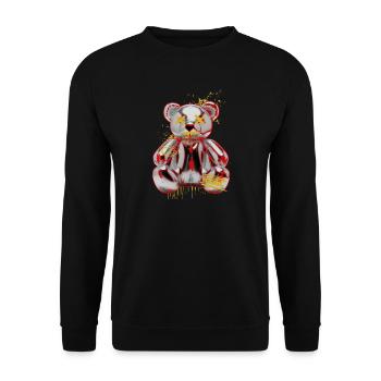 Graffiti Teddy Punk Art Design - Unisex Pullover - Schwarz - Vorne - Alina (178cm) & Michal (187cm)