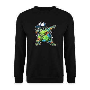 Graffiti Frosch Streetart Cartoon Style - Unisex Pullover - Schwarz - Vorne - Alina (178cm) & Michal (187cm)