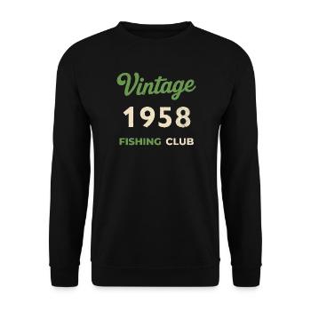 Vintage 1958 – Fishing Club Retro Birth Year - Unisex Sweatshirt - black - Front - Alina (178cm) & Michal (187cm)